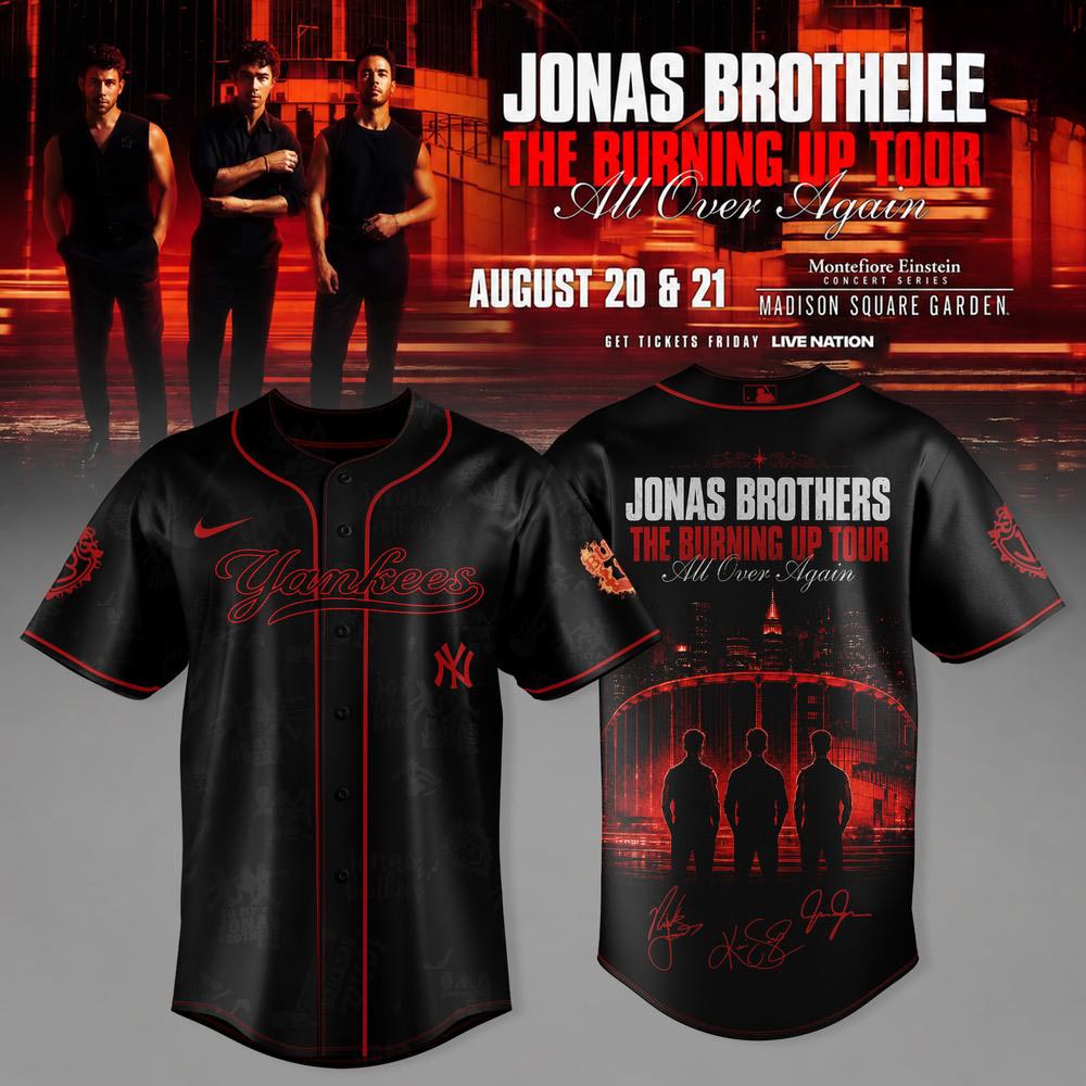 New York Yankees Jonas Brothers The Burning Up Tour 2026 Baseball Jersey 2 - Unicasport New York Yankees Jonas Brothers The Burning Up Tour 2026 Baseball Jersey