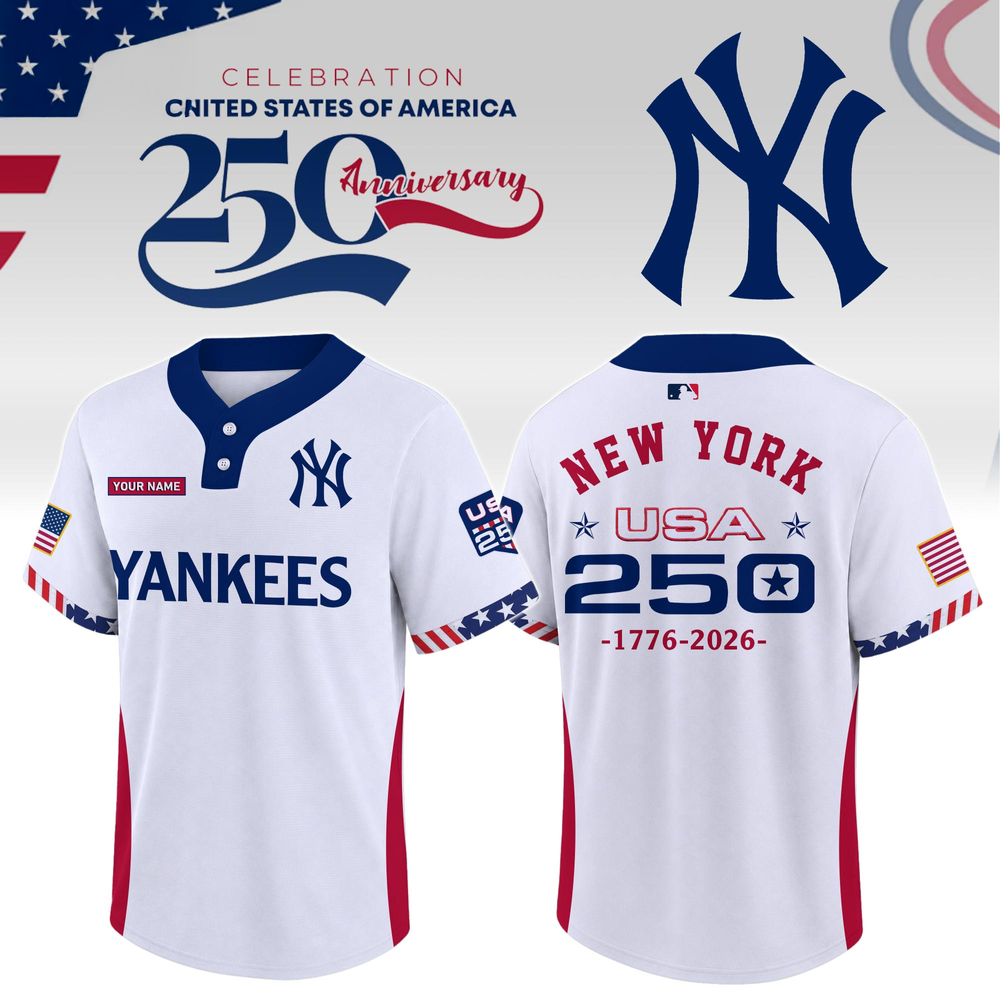 New York Yankees USA 250th Anniversary Two Button Baseball Jersey