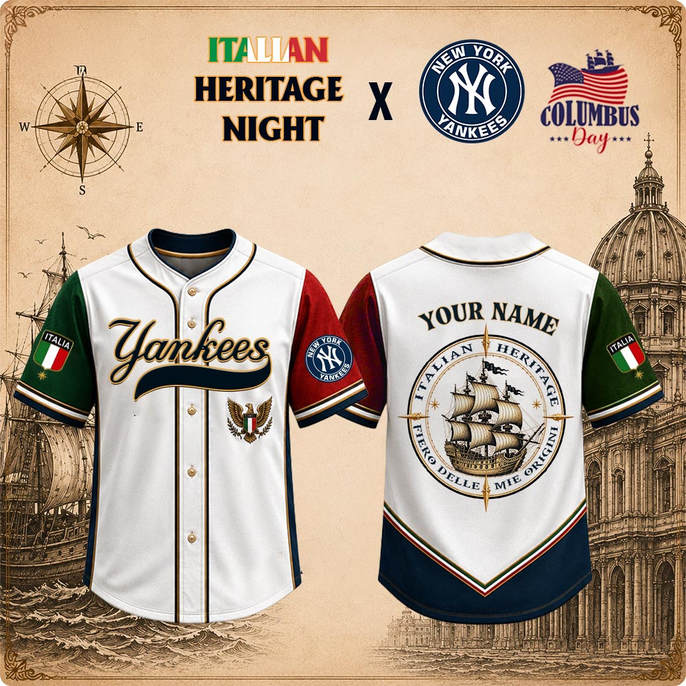 New York Yankees x Italian Heritage Night Personalized Baseball Jersey