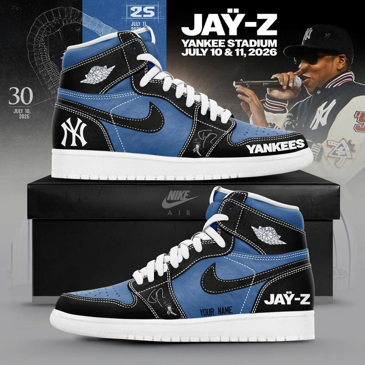 New York Yankees x Jay Z Hometown Show 2026 Air Jordan 1 Shoes