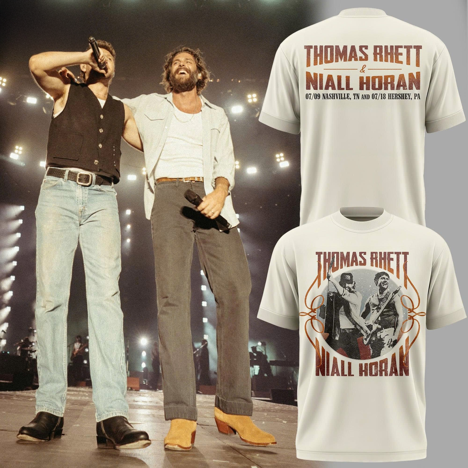 Niall Horan Thomas Rhett Live On Stage Premium Concert Graphic Tee