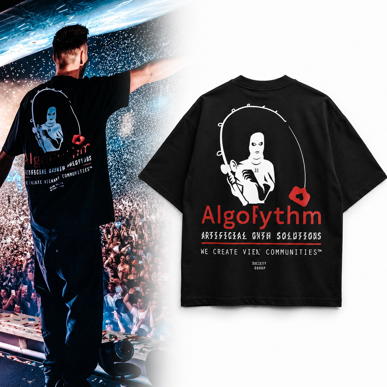 Nicky Romero Tomorrowland Algofythm Graphic Oversized Streetwear T Shirt Back Print Design