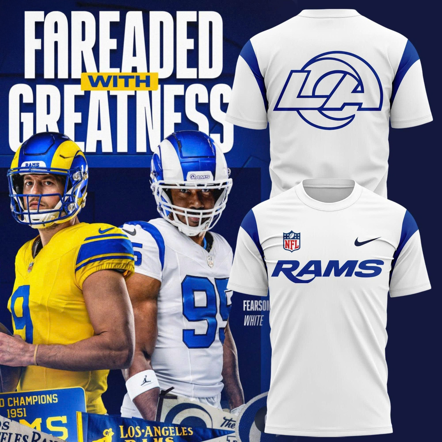 Nike Los Angeles Rams Fearsome White Royal Blue Trim TShirt