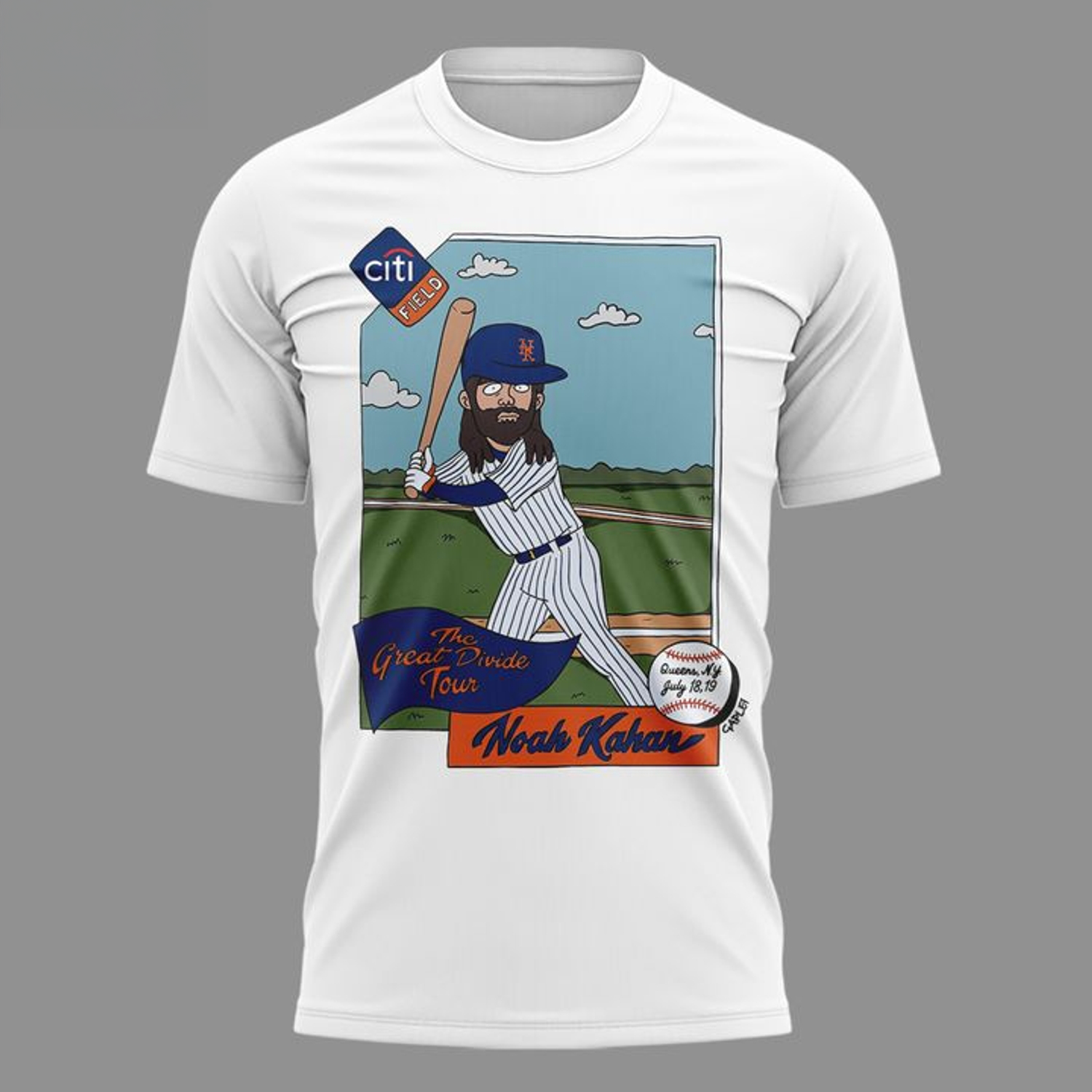 Noah Kahan Great Divide Tour 2026 Citi Field New York Mets White Graphic T Shirt