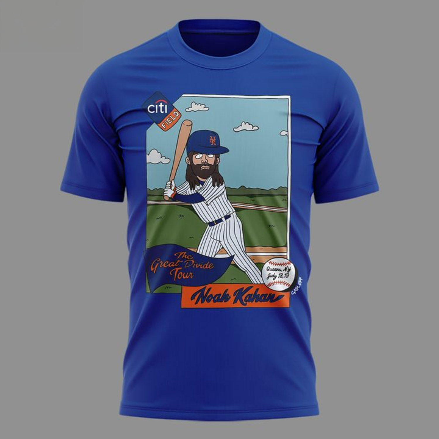 Noah Kahan New York Mets Great Divide Tour 2026 Blue Graphic T Shirt