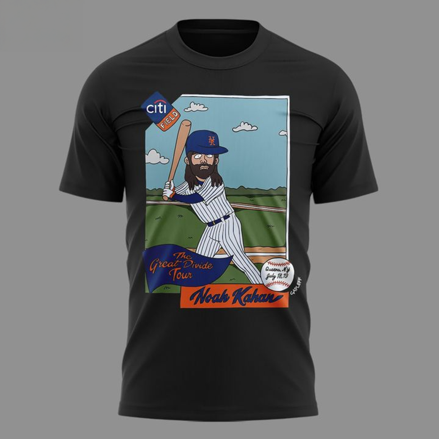 Noah Kahan New York Mets Great Divide Tour 2026 Citi Field Black Graphic T Shirt