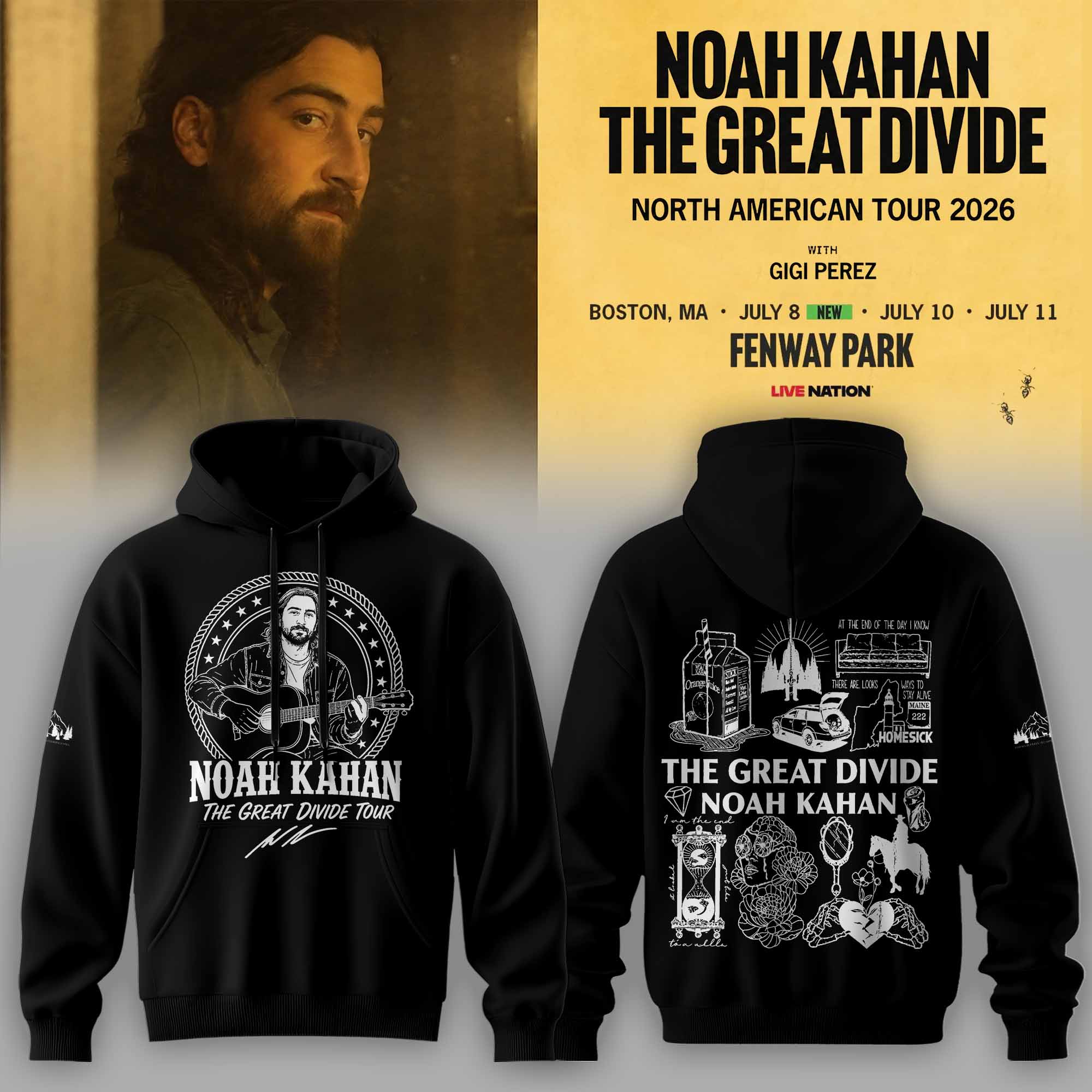 Noah Kahan The Great Divide Tour 2026 Official Tour Hoodie