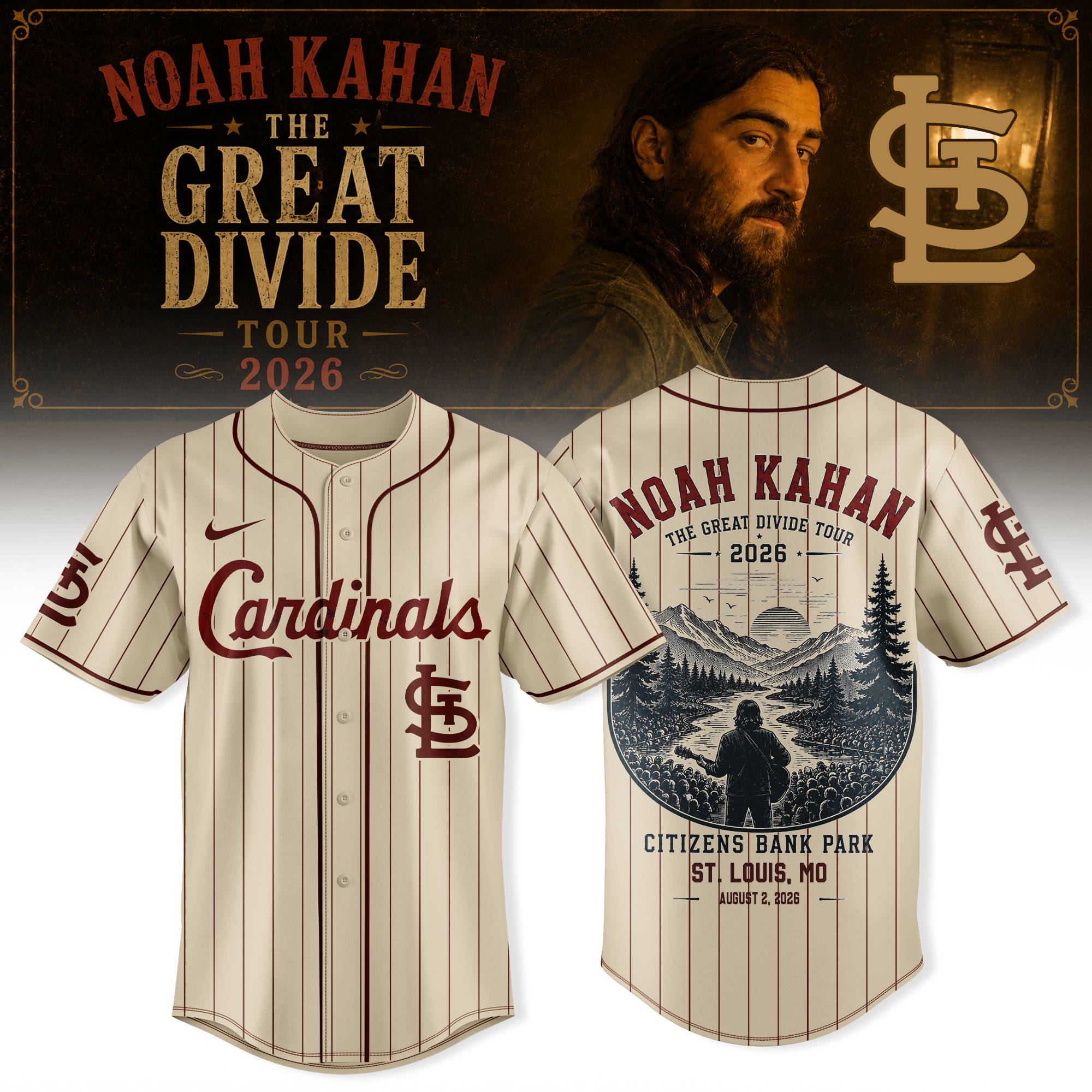 Noah Kahan The Great Divide Tour 2026 Official Tour Jersey Collection