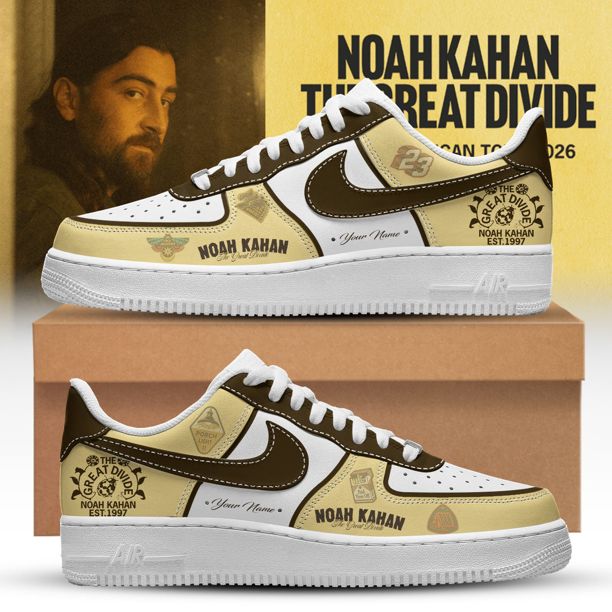 Noah Kahan The Great Divide Tour 2026 Premium Custom Sneakers
