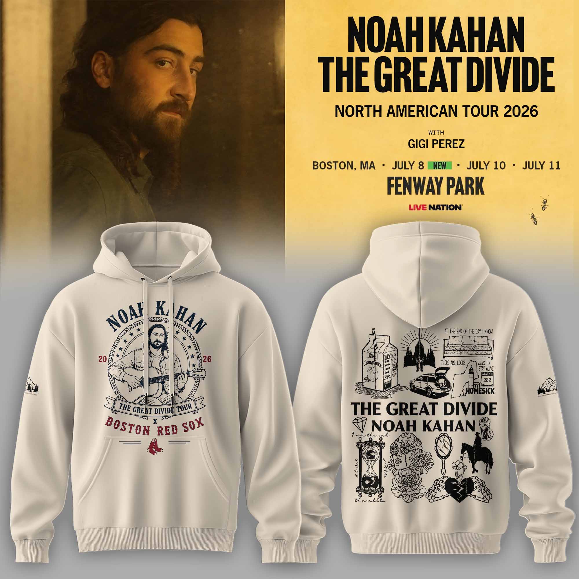 Noah Kahan The Great Divide Tour 2026 Premium Fan Hoodie