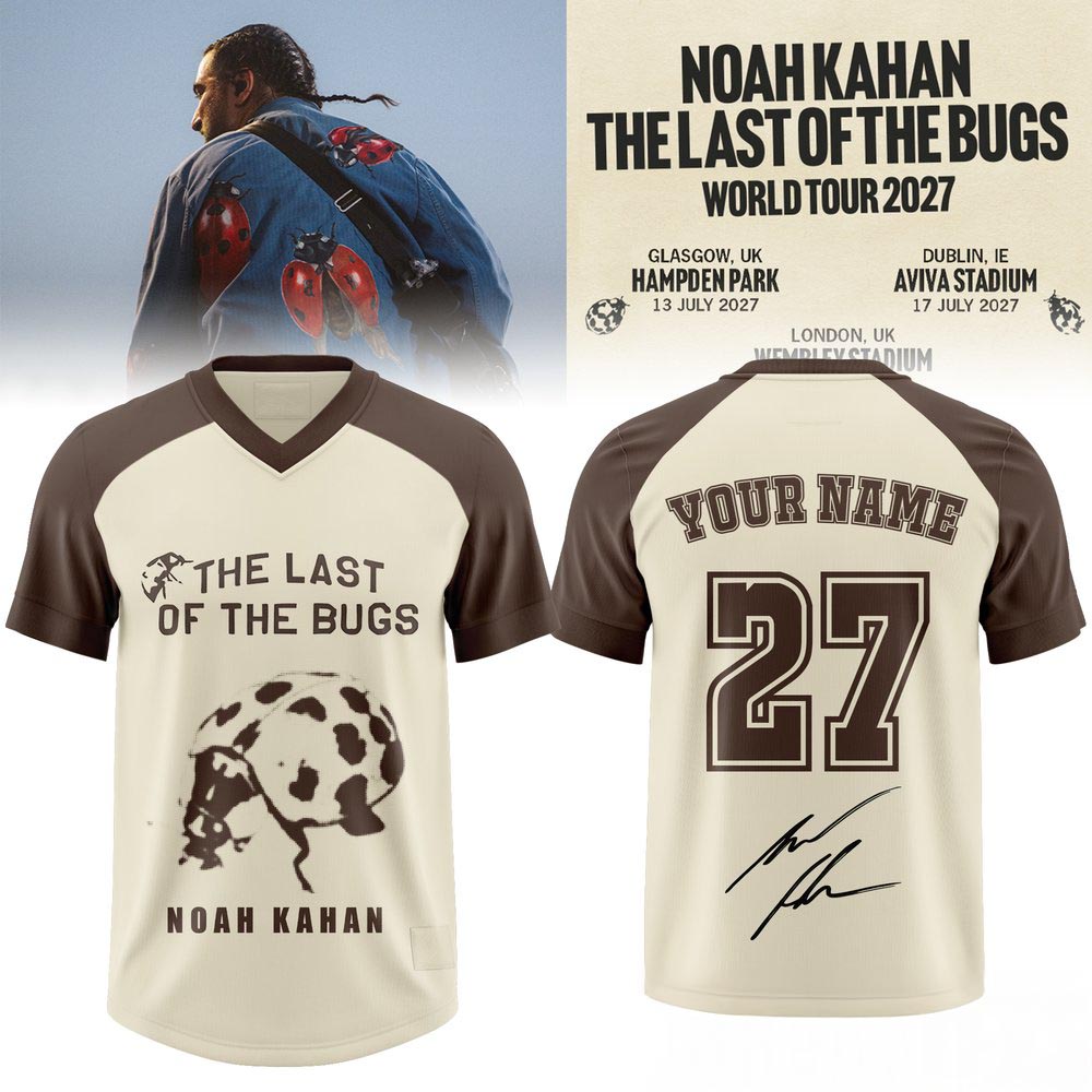 Noah Kahan The Last Of The Bugs World Tour 2027 Custom Football Jersey Concert Music Fan Apparel 1 - Unicasport Noah Kahan The Last Of The Bugs World Tour 2027 Custom Football Jersey Concert Music Fan Apparel