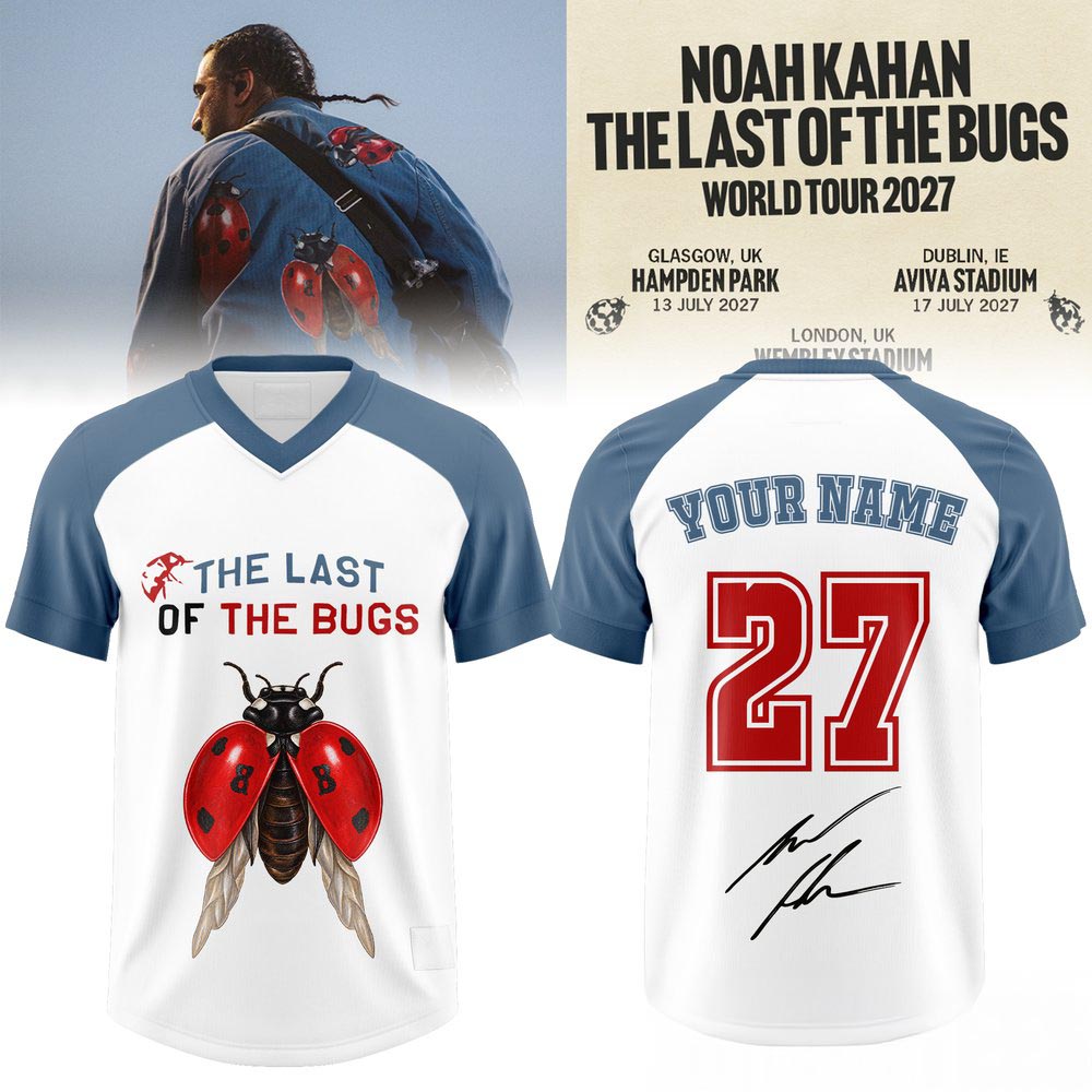 Noah Kahan The Last Of The Bugs World Tour 2027 Custom Name Football Jersey Live Music Tour Fan Gift 1 - Unicasport Noah Kahan The Last Of The Bugs World Tour 2027 Custom Name Football Jersey Live Music Tour Fan Gift
