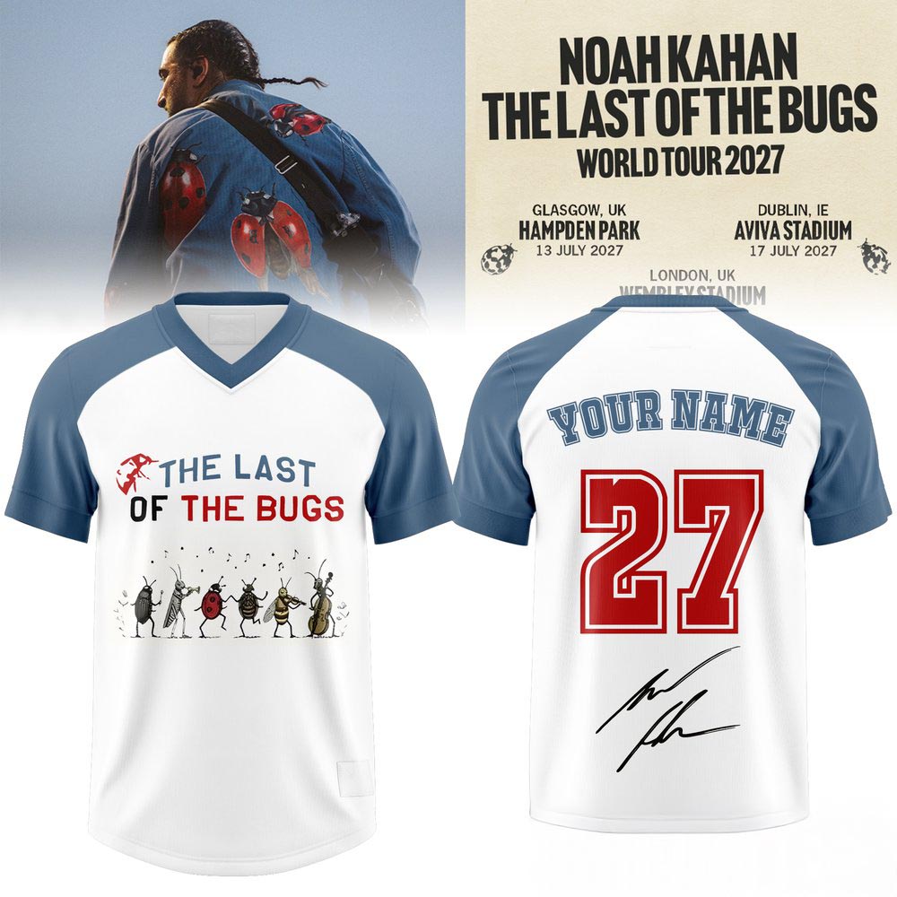 Noah Kahan The Last Of The Bugs World Tour 2027 Personalized Football Jersey Indie Music Fan Apparel 2 - Unicasport Noah Kahan The Last Of The Bugs World Tour 2027 Personalized Football Jersey Indie Music Fan Apparel