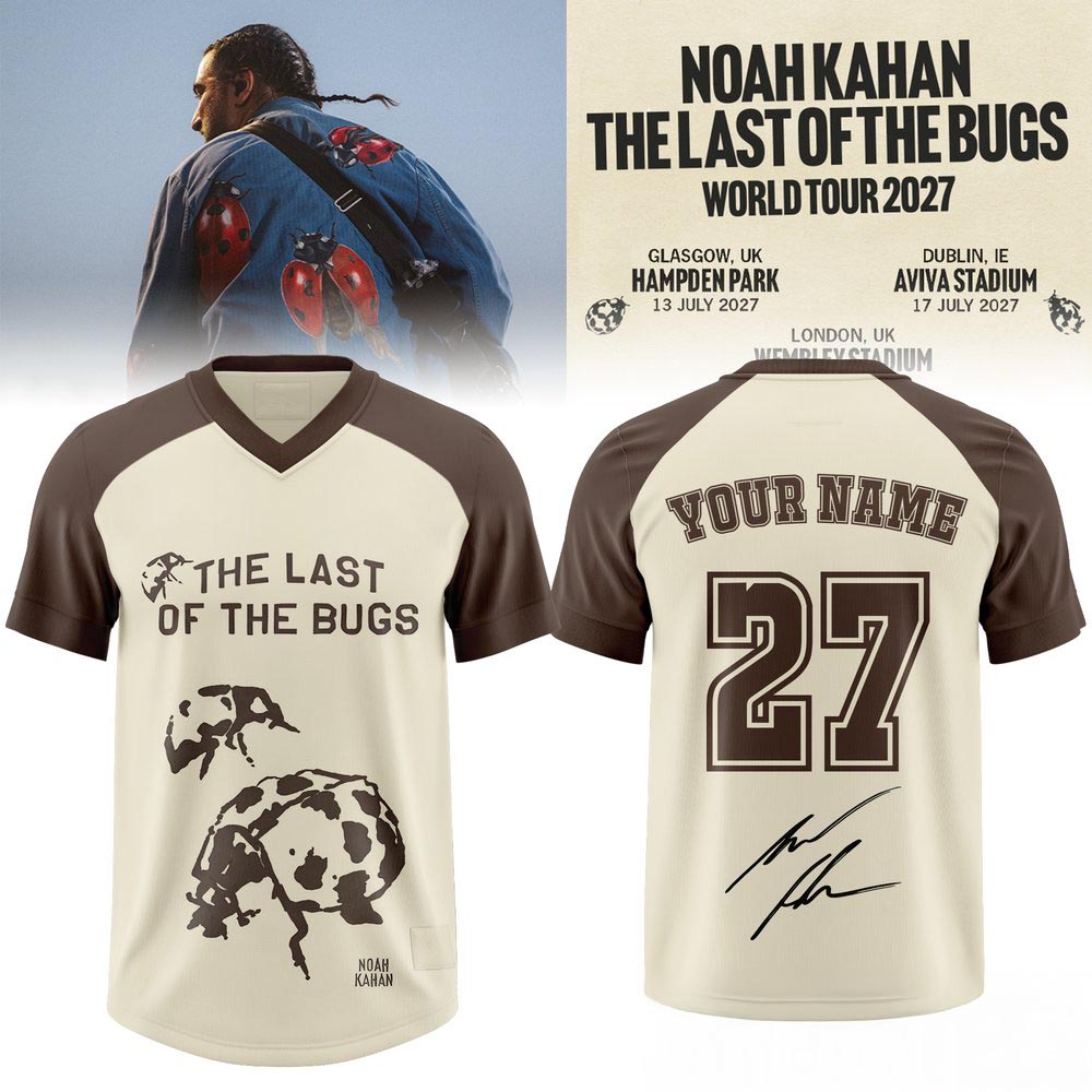 Noah Kahan The Last Of The Bugs World Tour 2027 Personalized Football Jersey Live Concert Fan Jersey 2 - Unicasport Noah Kahan The Last Of The Bugs World Tour 2027 Personalized Football Jersey Live Concert Fan Jersey