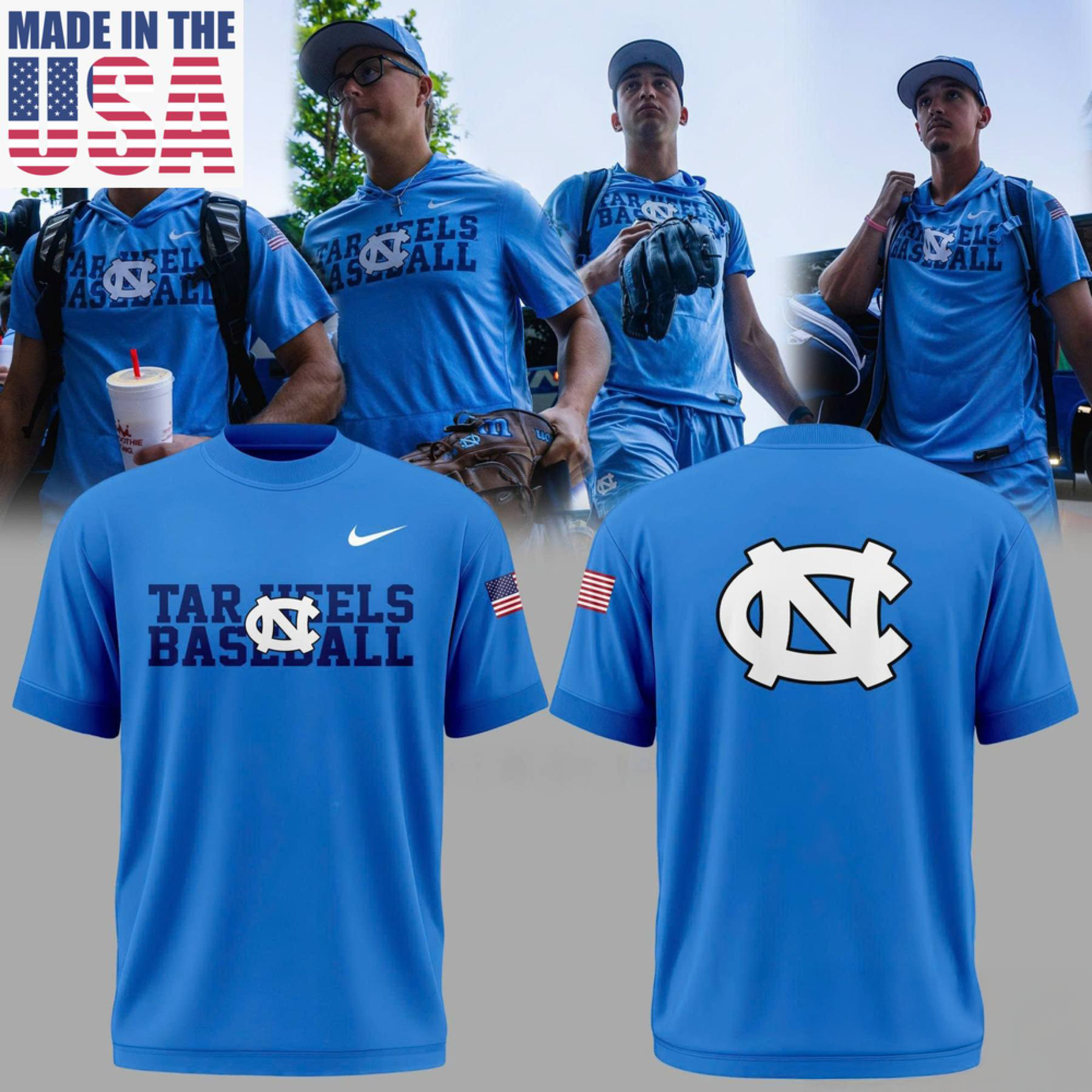 North Carolina Tar Heels Baseball 2026 Blue Fan Graphic T Shirt