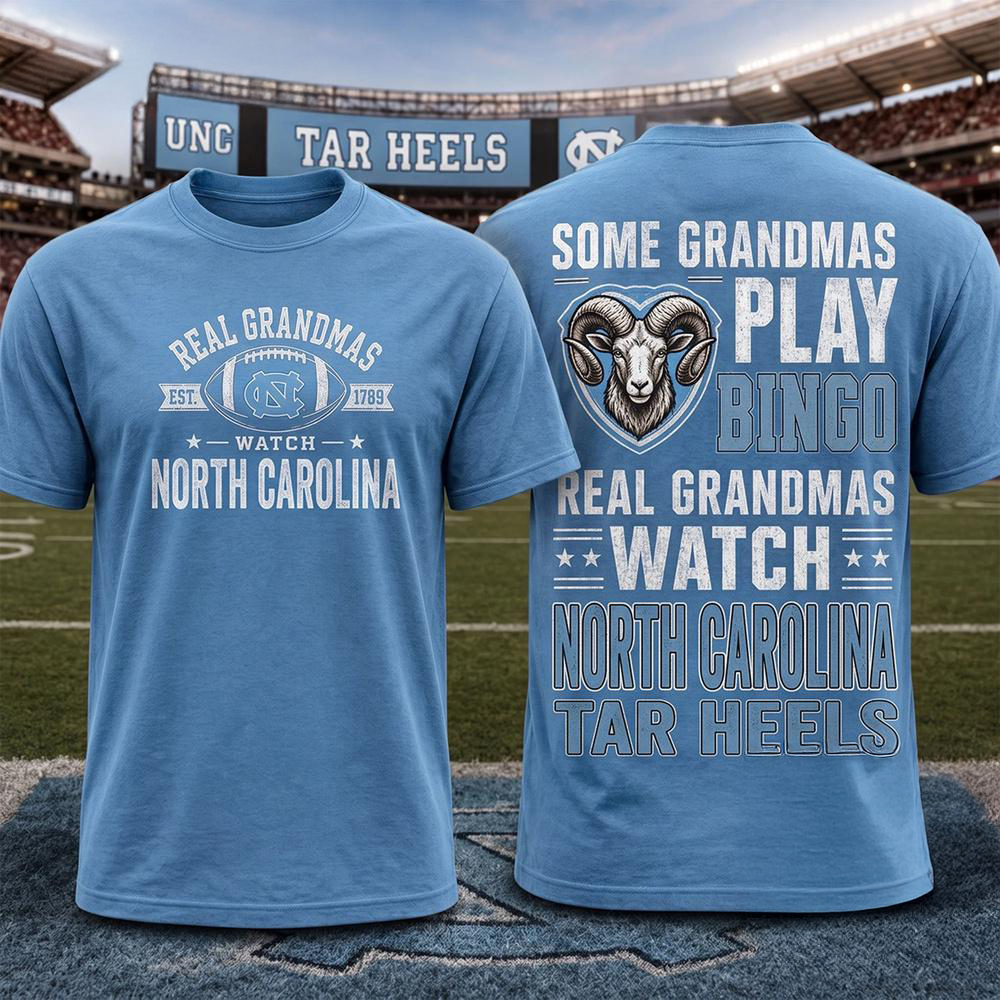 North Carolina Tar Heels NCAA Real Grandma Team Unisex 3D All Over Print Shirt