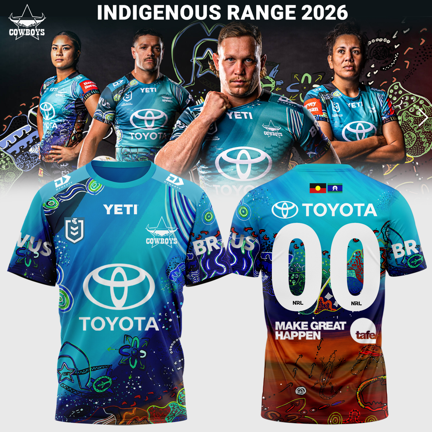 North Queensland Cowboys 2026 Indigenous Limited Edition Custom Number Baseball Jersey