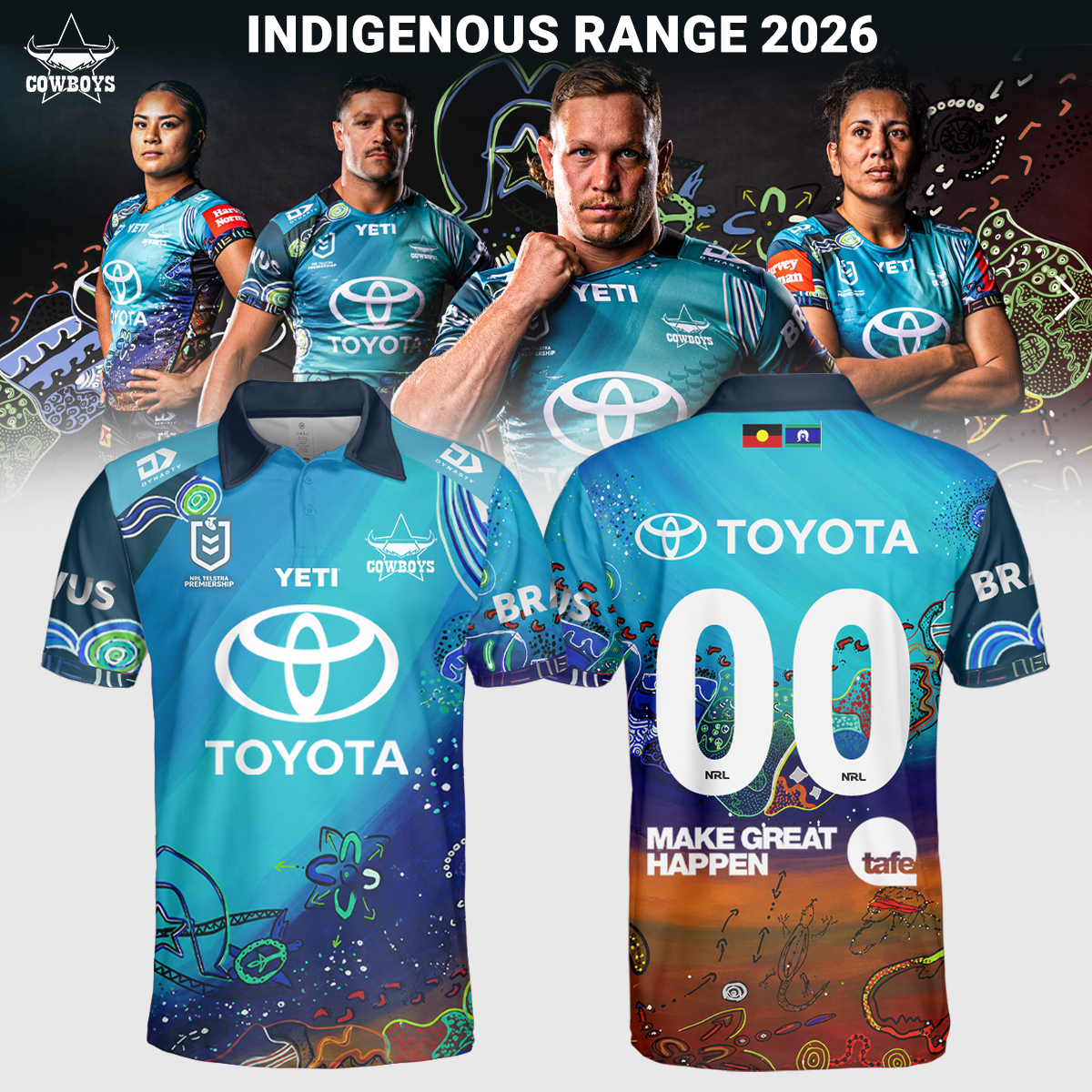 North Queensland Cowboys 2026 Indigenous Limited Edition Custom Number Polo Shirt