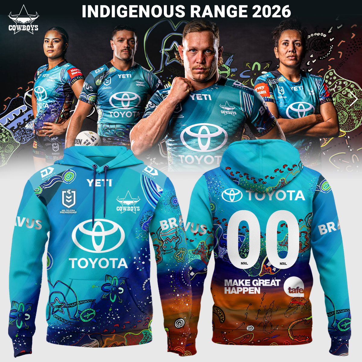 North Queensland Cowboys 2026 Indigenous Limited Edition Custom Number Pullover Hoodie