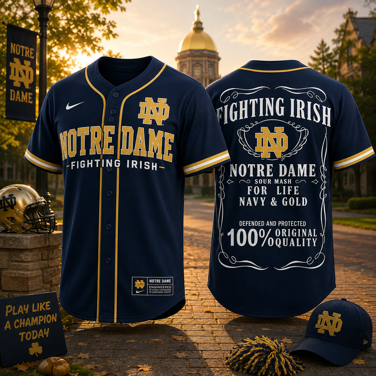 Notre Dame Fighting Irish NCAA 2026 Navy & Gold Baseball Jersey - Fighting Irish For Life Original Quality Fan Gift