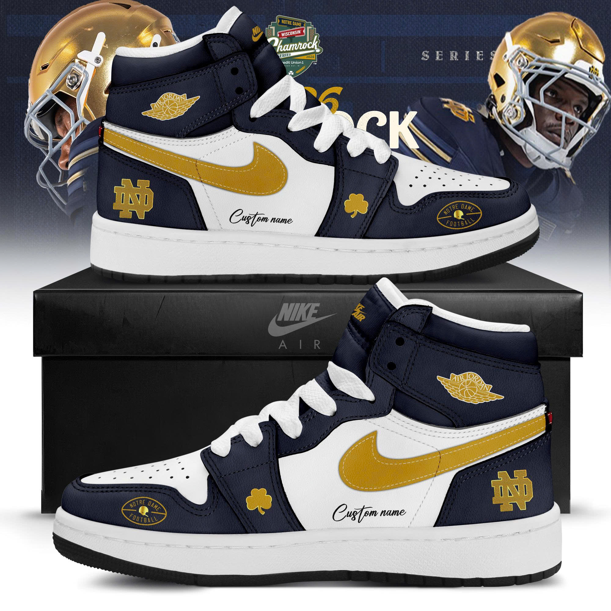 Notre Dame Football 2026 Shamrock Series Limited Edition Air Jordan Style Sneakers Gift