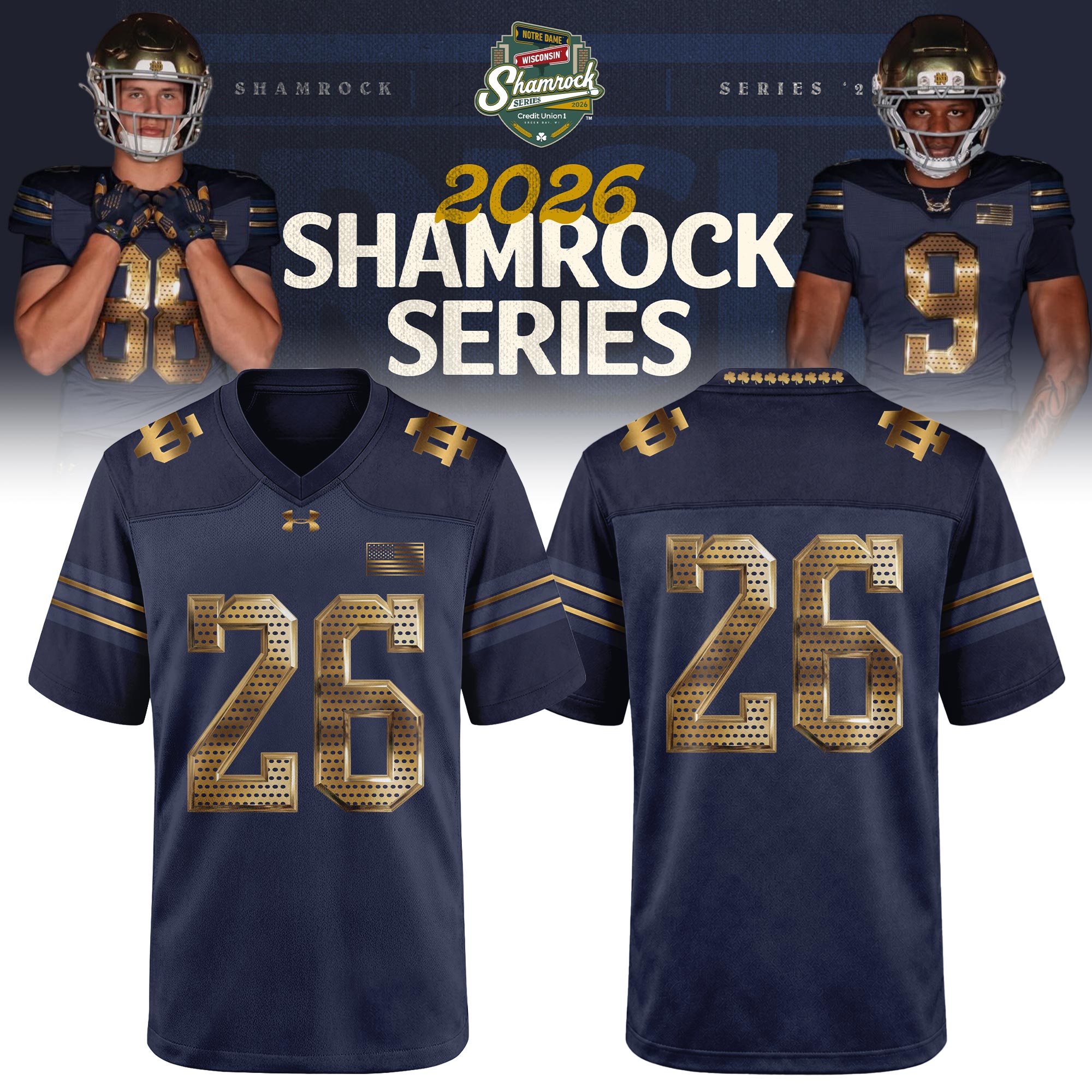 Notre Dame Football 2026 Shamrock Series Limited Edition Football Jersey