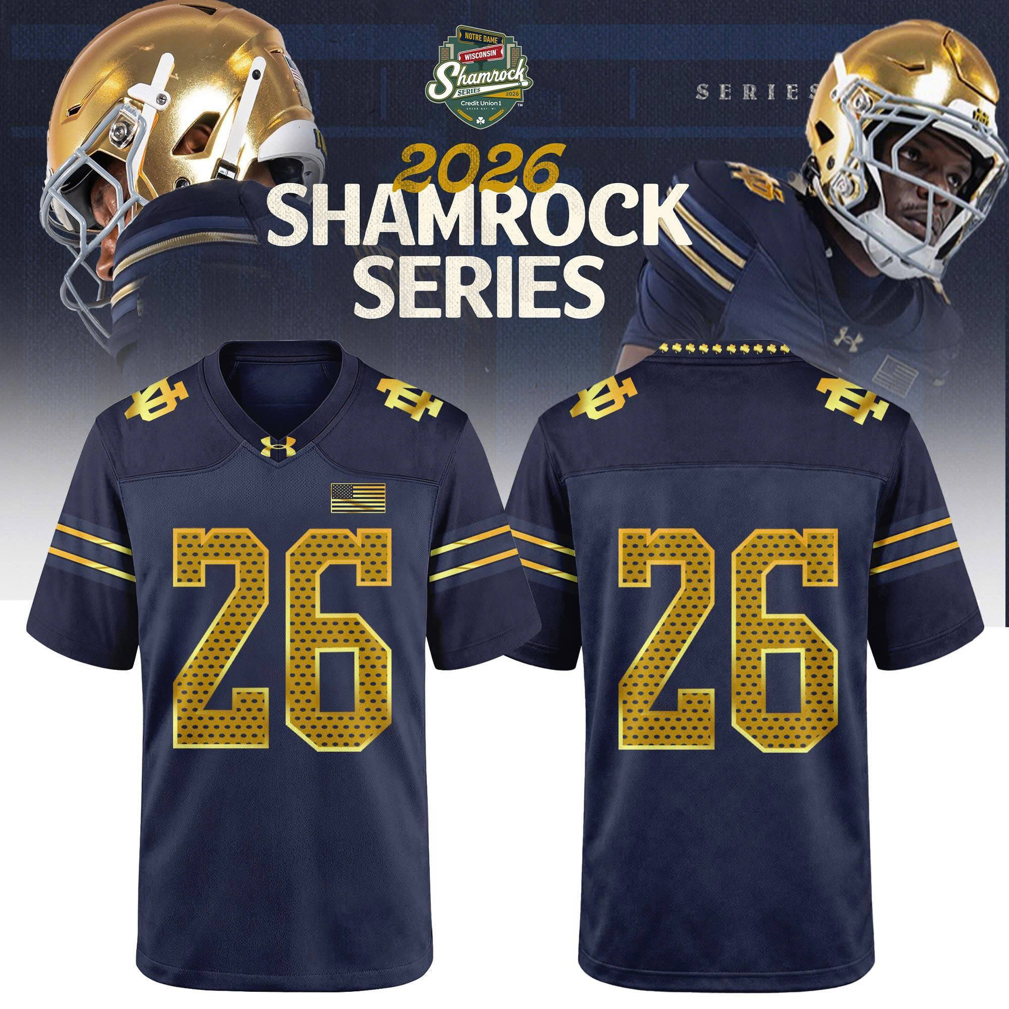 Notre Dame Football 2026 Shamrock Series Premium Football Jersey Gift