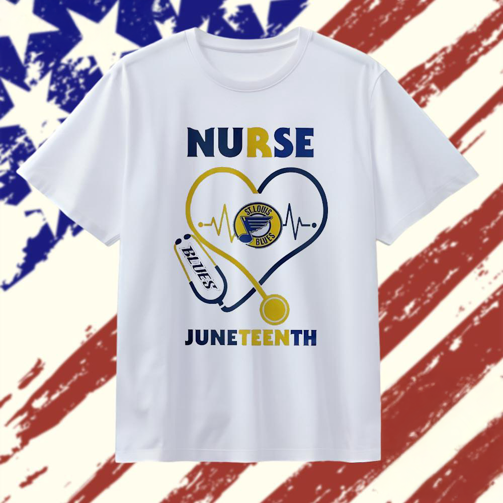 Nurse St Louis Blues Juneteenth Heart Stethoscope Graphic T Shirt