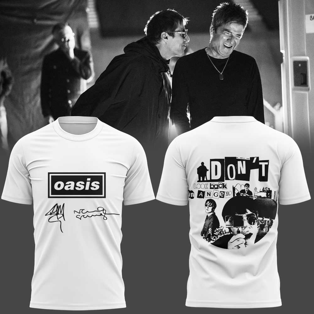 Oasis Dont Look Back In Anger 30th Anniversary Official Graphic T Shirt