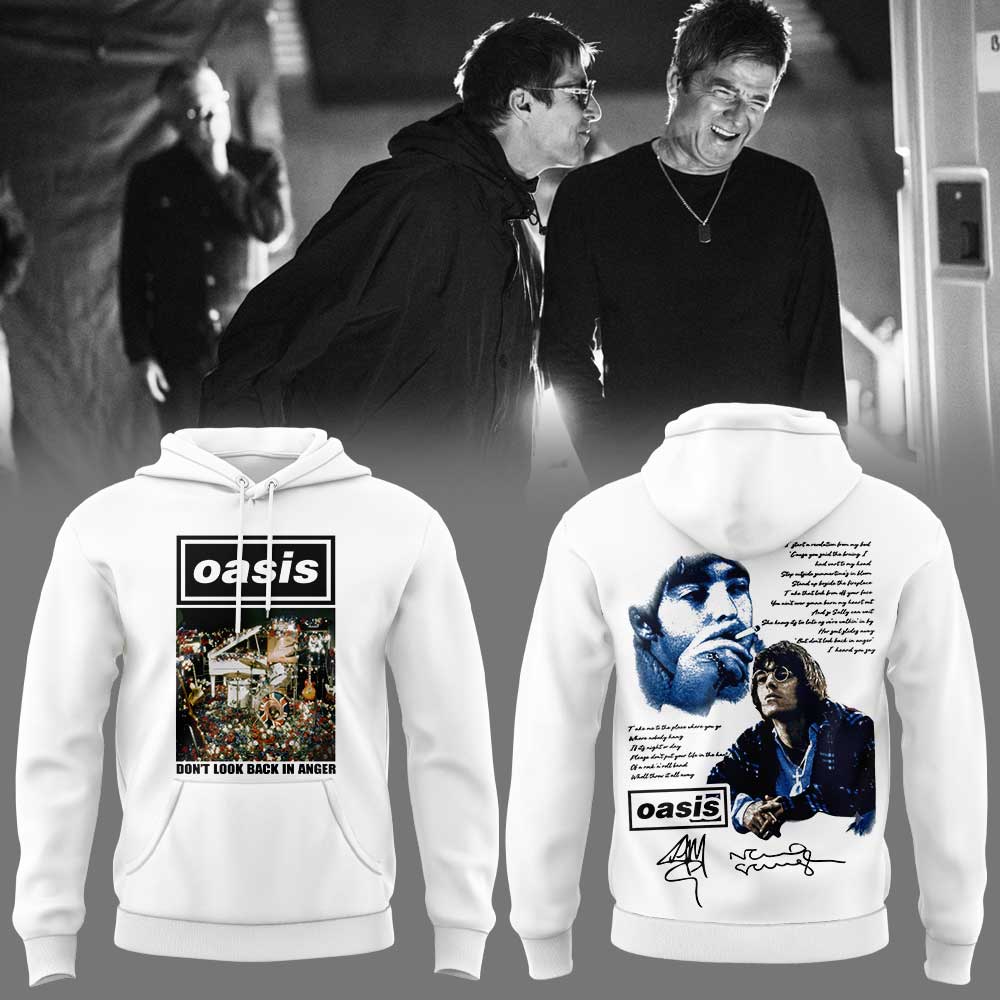 Oasis Dont Look Back In Anger 30th Anniversary Premium Fan Hoodie