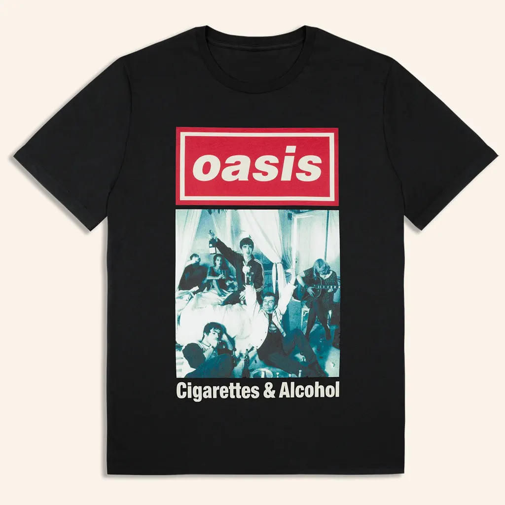 Oasis Merch 2025 Live 25 Cigarettes And Alcohol Cover TShirt Black Gift Ideas For Fans