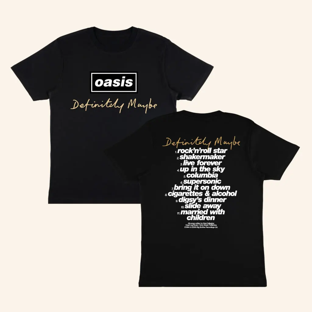 Oasis Merch 2025 Oasis Definitely Maybe Tracklist TShirt Gifts For Friends