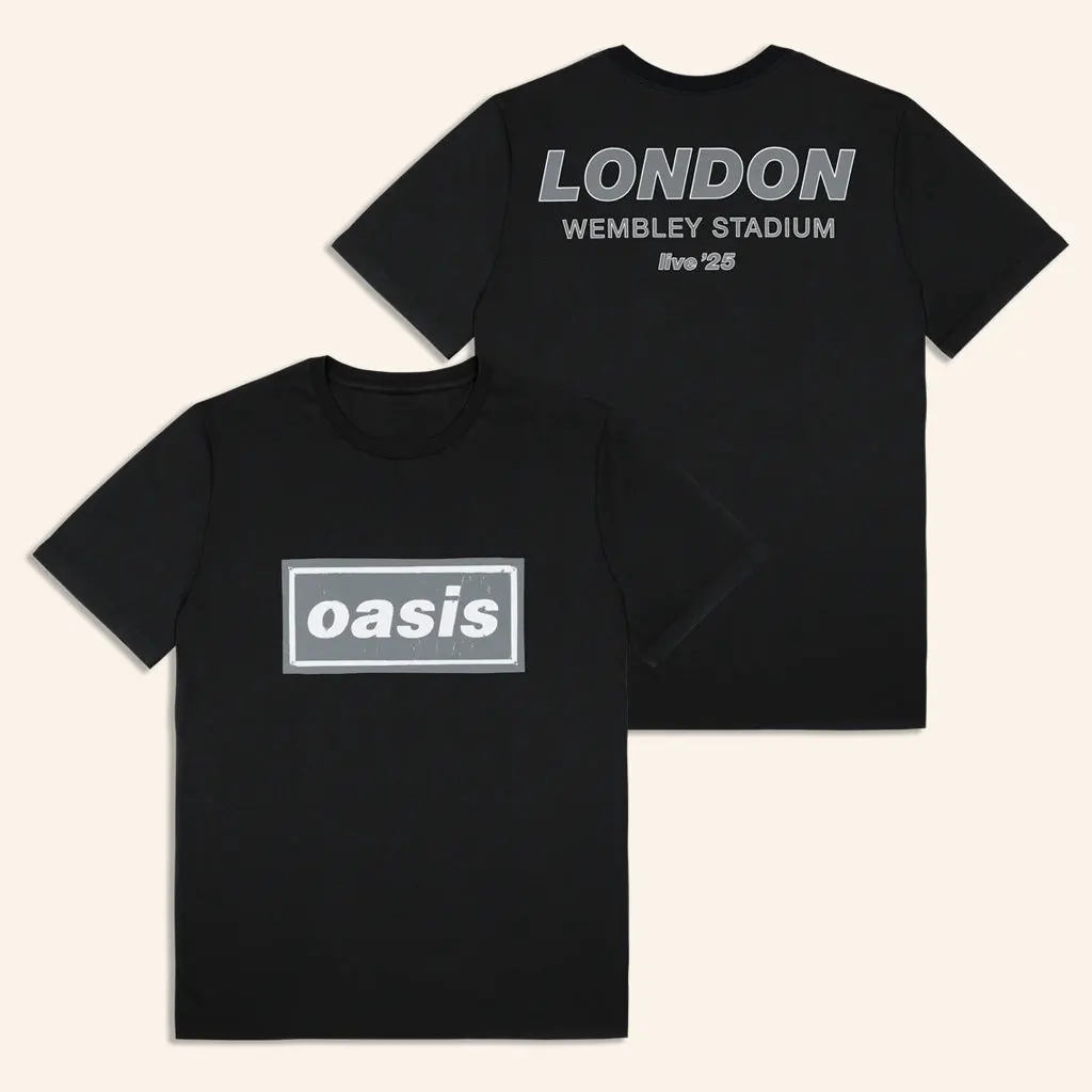 Oasis Merch Live 25 Tour Shirt Live 25 London TShirt Black Gifts For Dudes