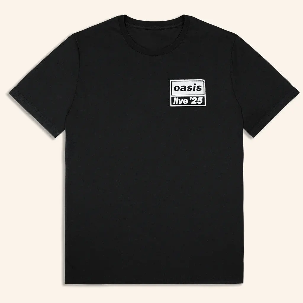 Oasis Tour Merch 2025 Live 25 Distressed Tour Logo TShirt Black Gifts For Friends