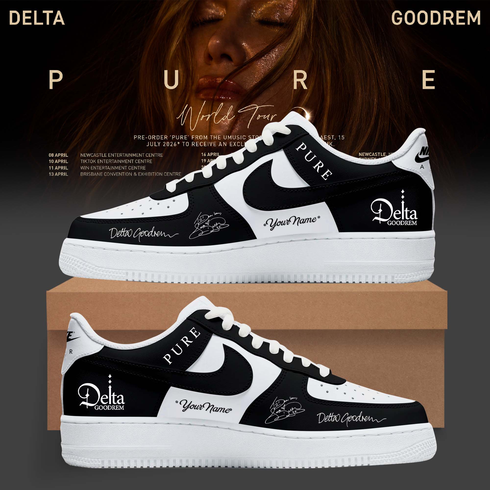 Official Delta Goodrem Pure World Tour AF1 Shoes