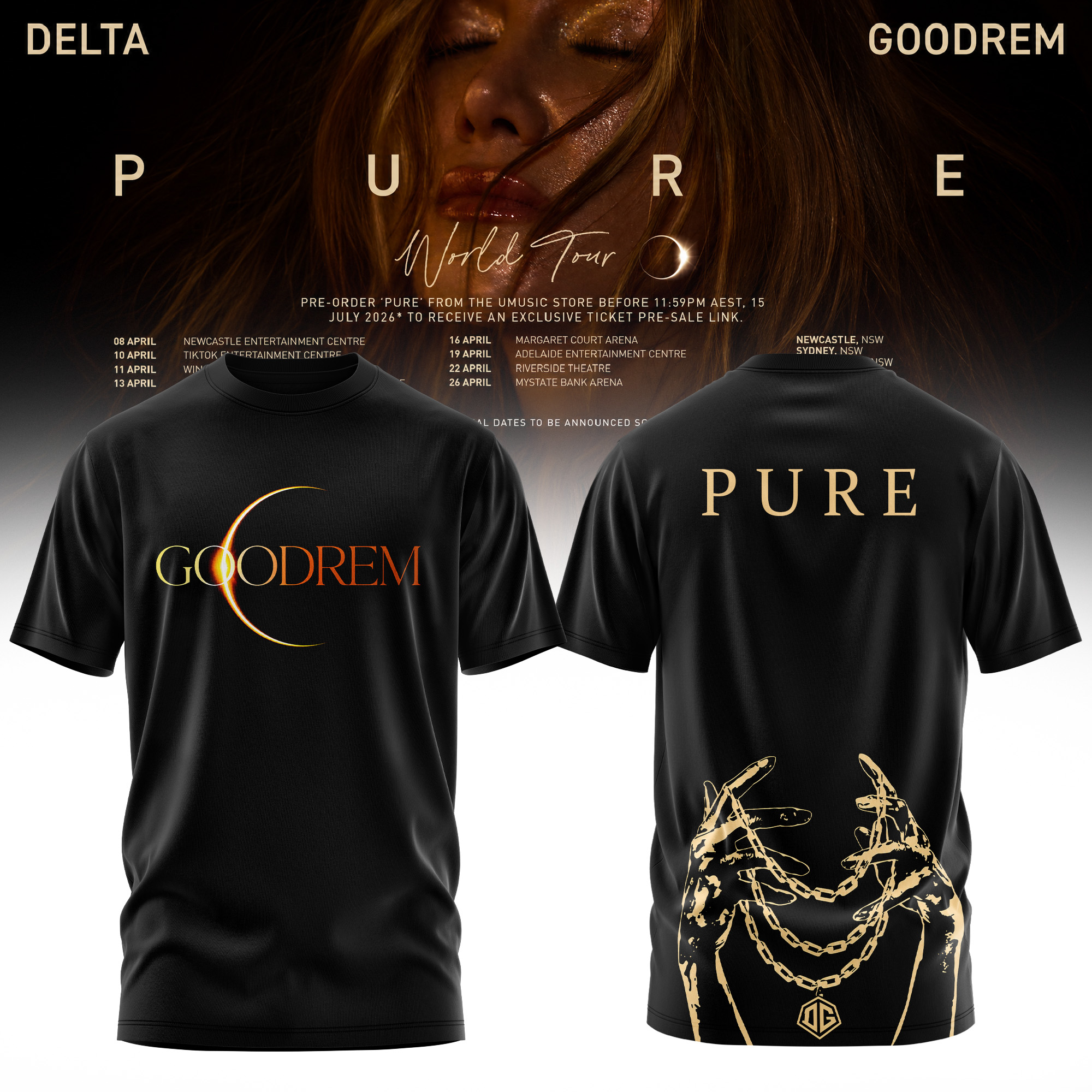 Official Delta Goodrem Pure World Tour Fan TShirt