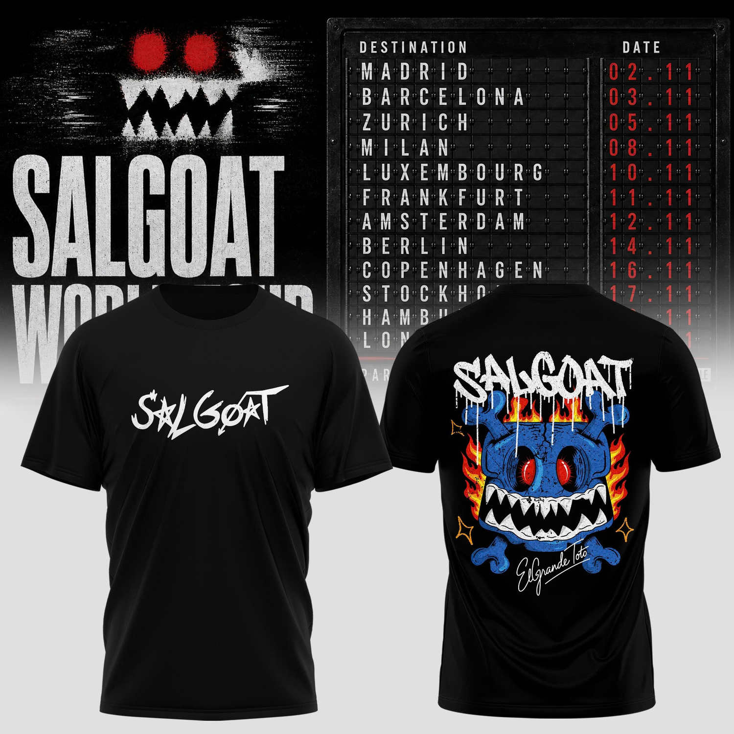 Official Elgrandetoto Salgoat World Tour Fan Tee