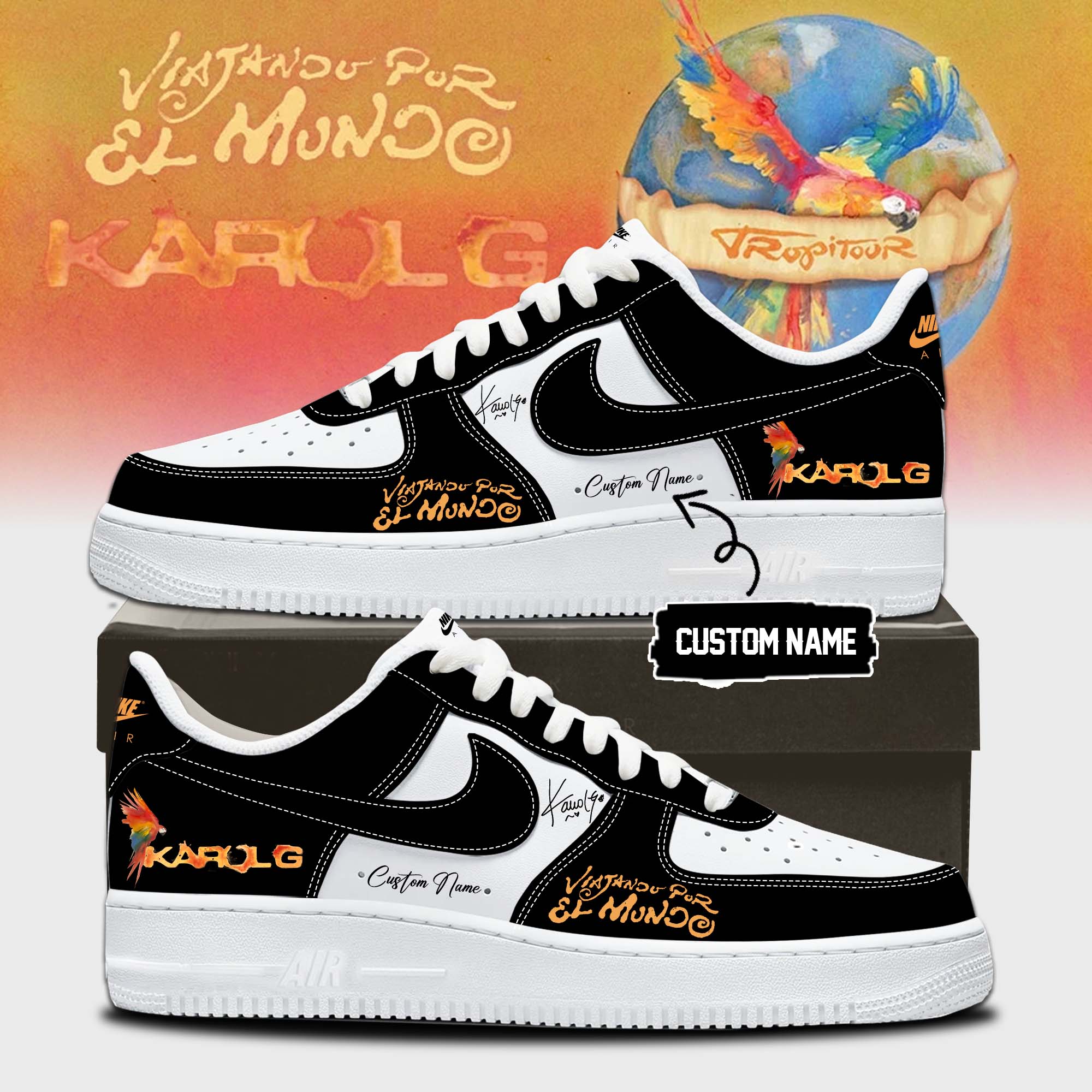 Official Karol G Viajando Por El Mundo Tropitour Fan Jordan 1 Sneakers