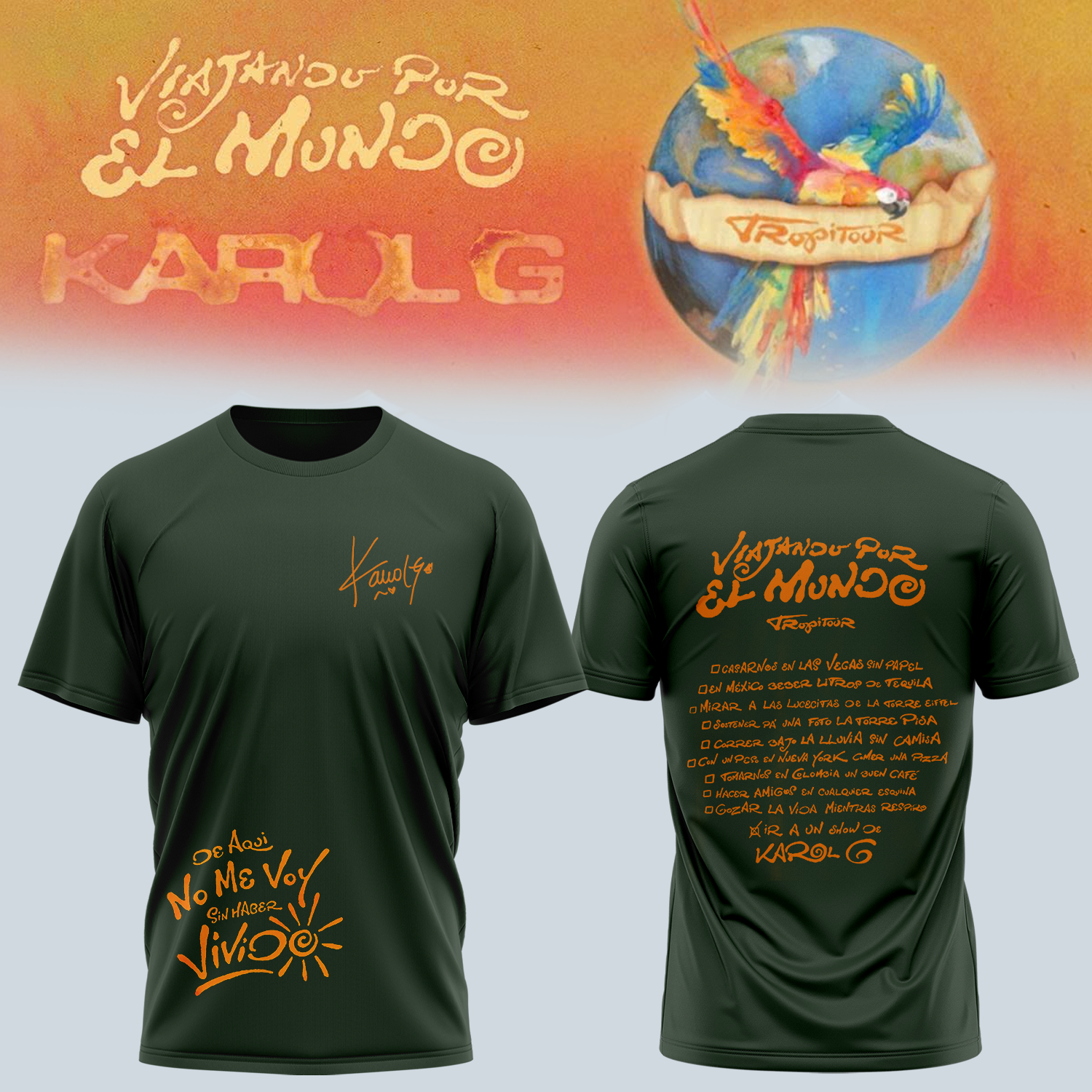 Official Karol G Viajando Por El Mundo Tropitour Fan Tee