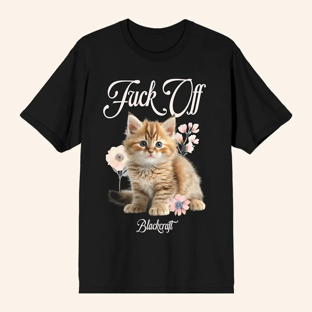 Official Merchandise Blackcraft F Off Cat Black TShirt Gifts For Girlfriend