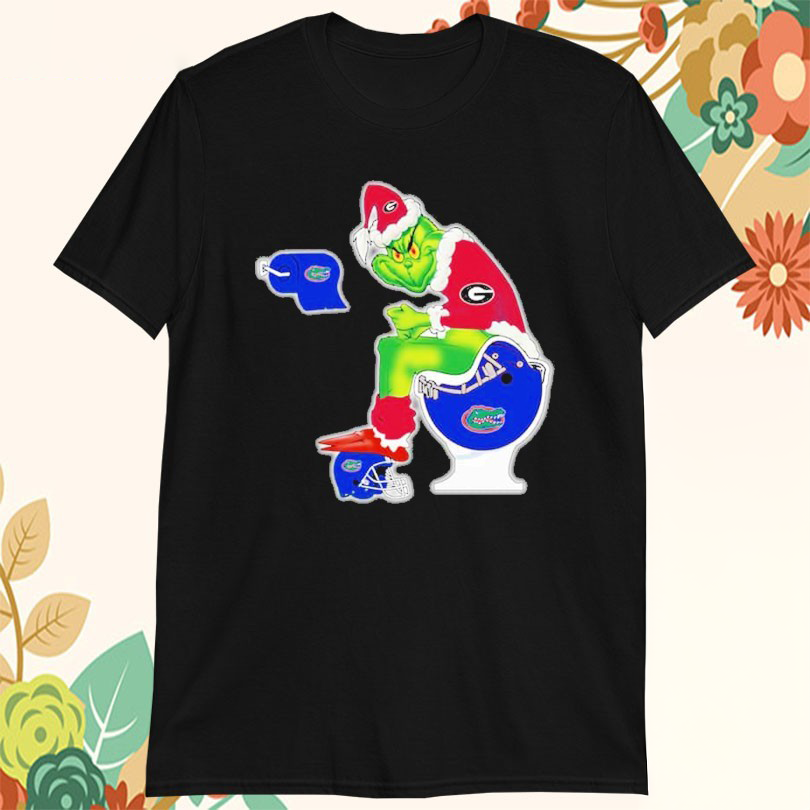 Official The Grinch Georgia Bulldogs Sitting On Toilet Florida Gators Xmas Holiday Christmas Tshirts
