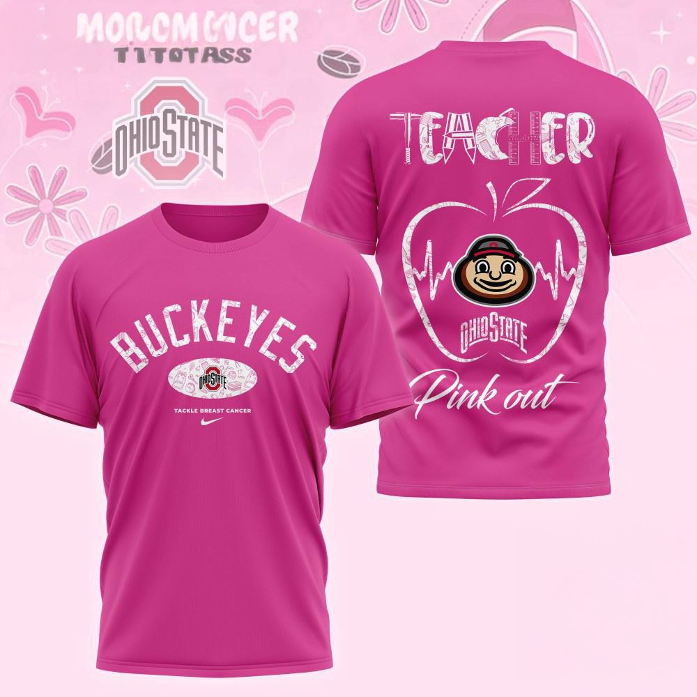 Ohio State Buckeyes 2025 NCAA Teacher Tackle Breast Cancer Unisex 3D Shirt
