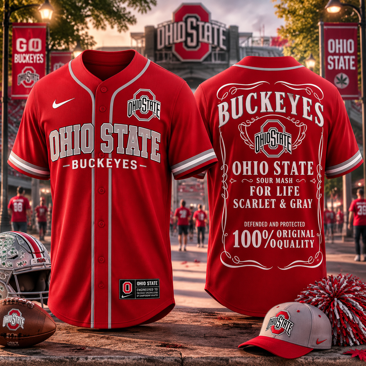 Ohio State Buckeyes NCAA 2026 Scarlet & Gray Baseball Jersey - Buckeyes For Life Original Quality Fan Gift
