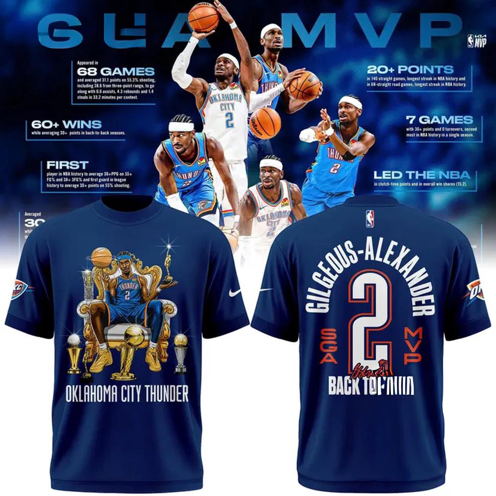 Oklahoma City Thunder Shai GilgeousAlexander 2026 NBA MVP New 3D Shirt