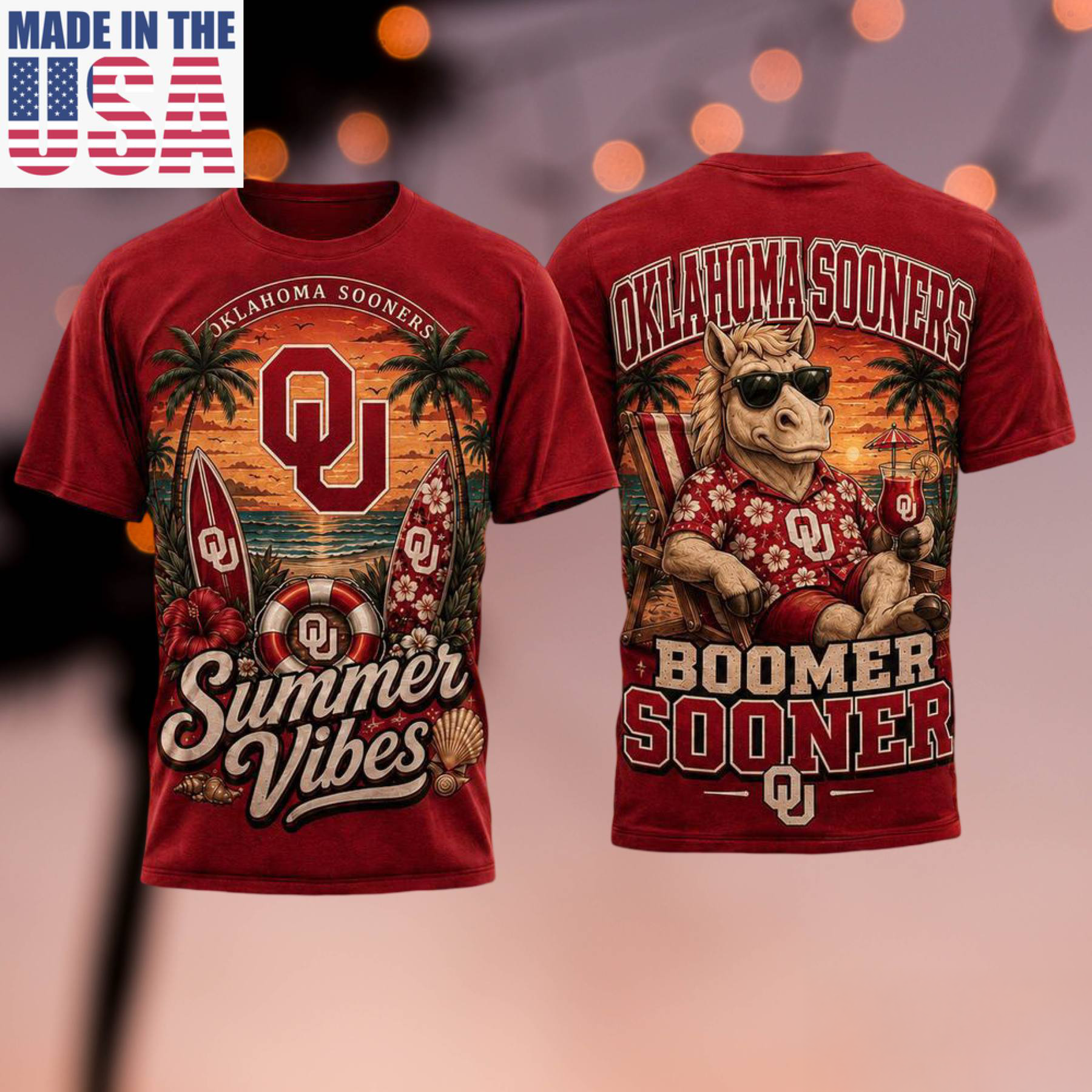 Oklahoma Sooners 2026 NCAA Summer Vibes Limited 3D T Shirt