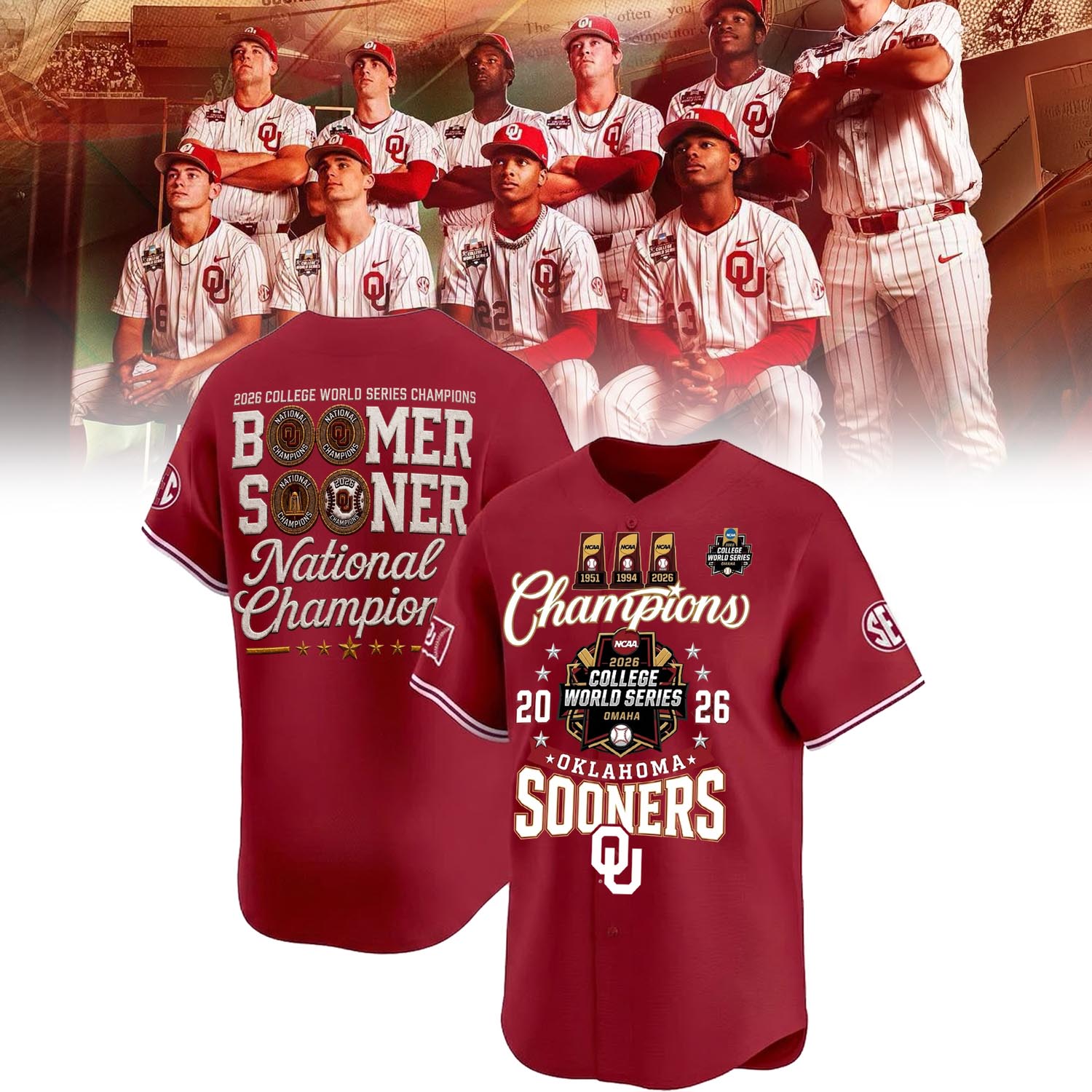 Oklahoma Sooners Baseball 2026 National Champions Limited Edition Baseball Jersey Championship Fan Apparel 2 - Unicasport Oklahoma Sooners Baseball 2026 National Champions Limited Edition Baseball Jersey Championship Fan Apparel