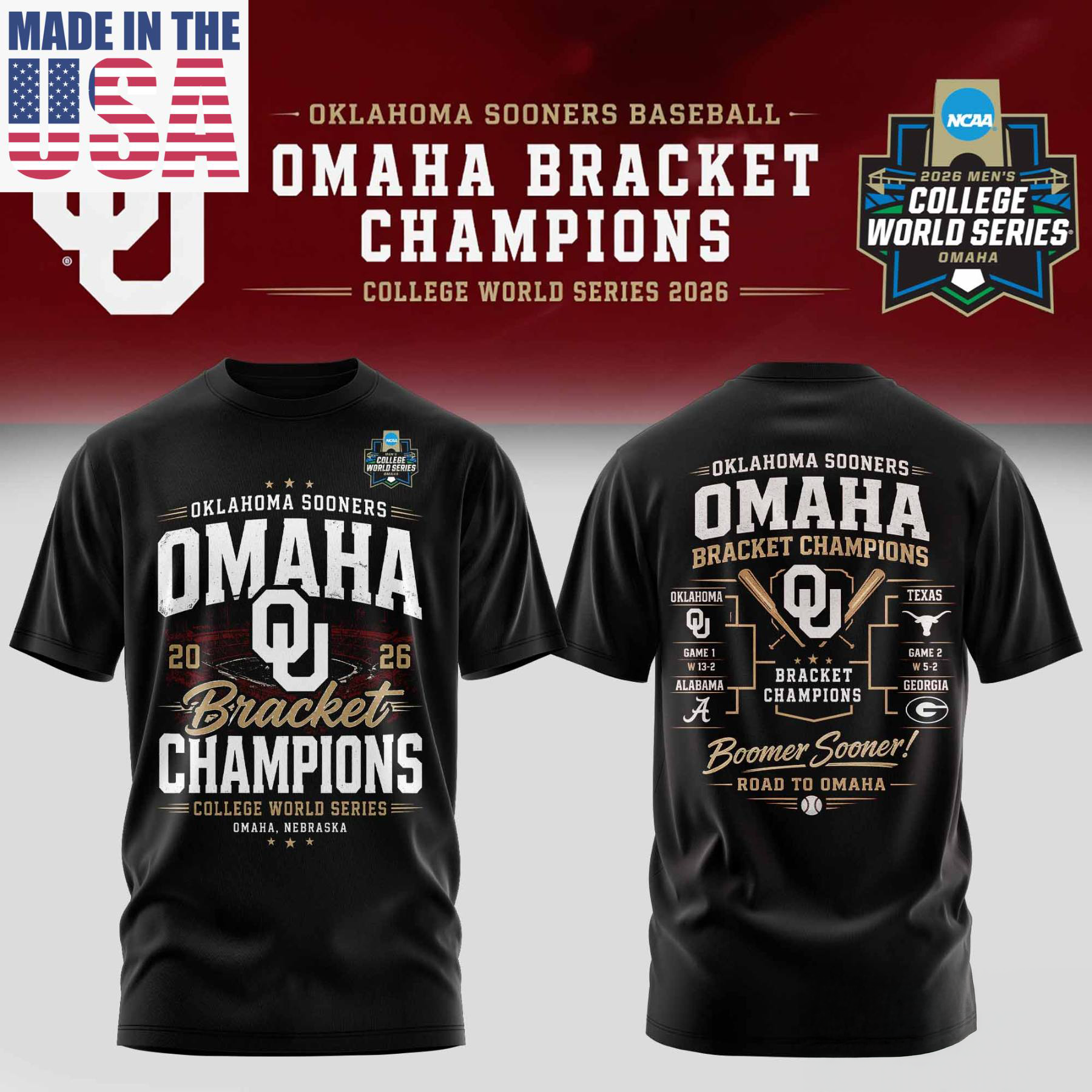 Oklahoma Sooners Baseball Omaha Champions Supporter Graphic T Shirt
