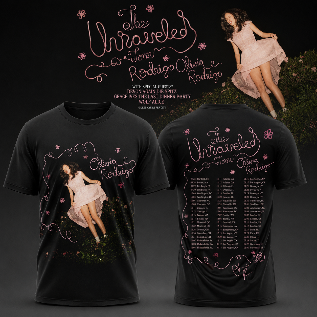 Olivia Rodrigo The Unraveled Tour Premium T Shirt And Hoodie Collection
