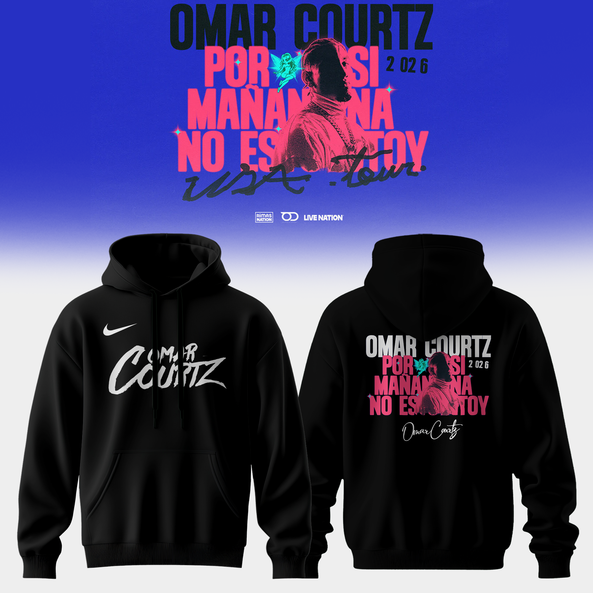 Omar Courtz Por Si MaÃ±ana No Estoy World Tour 2026 Premium Signed Concert Hoodie