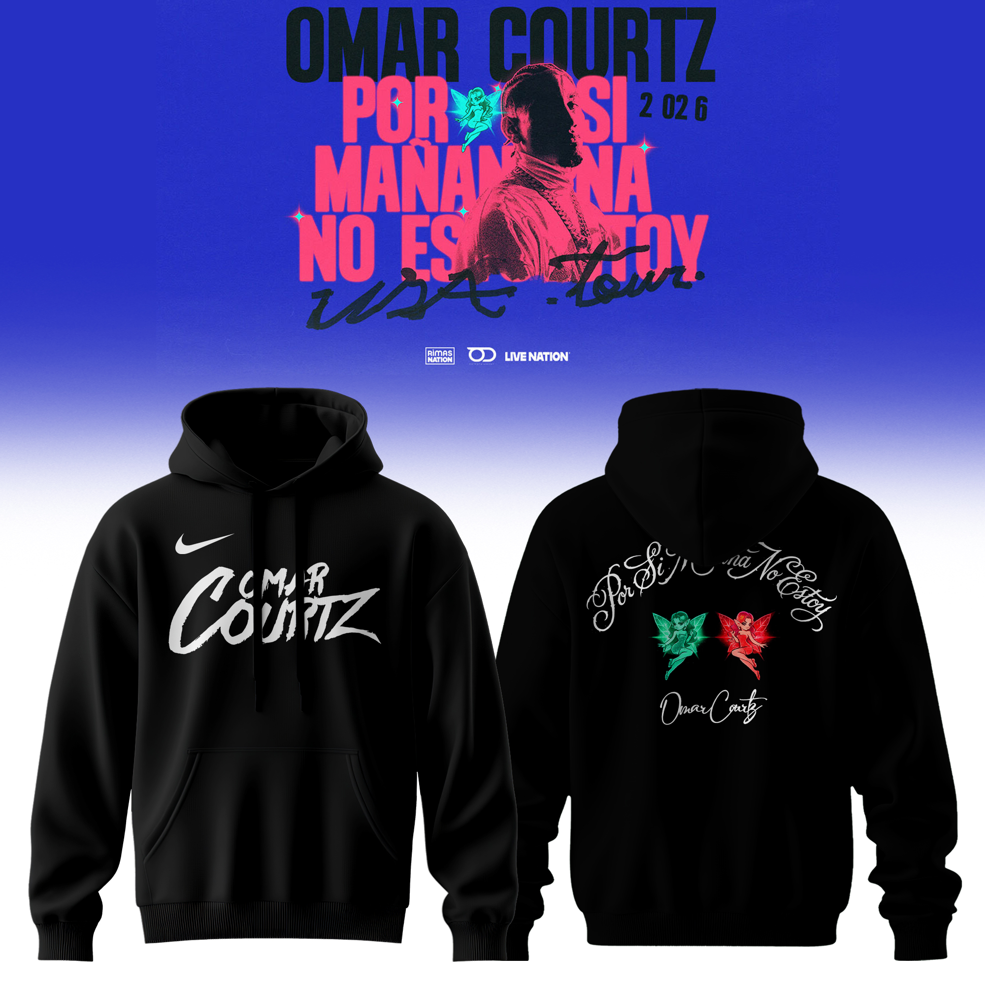 Omar Courtz Por Si MaÃ±ana No Estoy World Tour 2026 Premium Signed Concert Hoodie